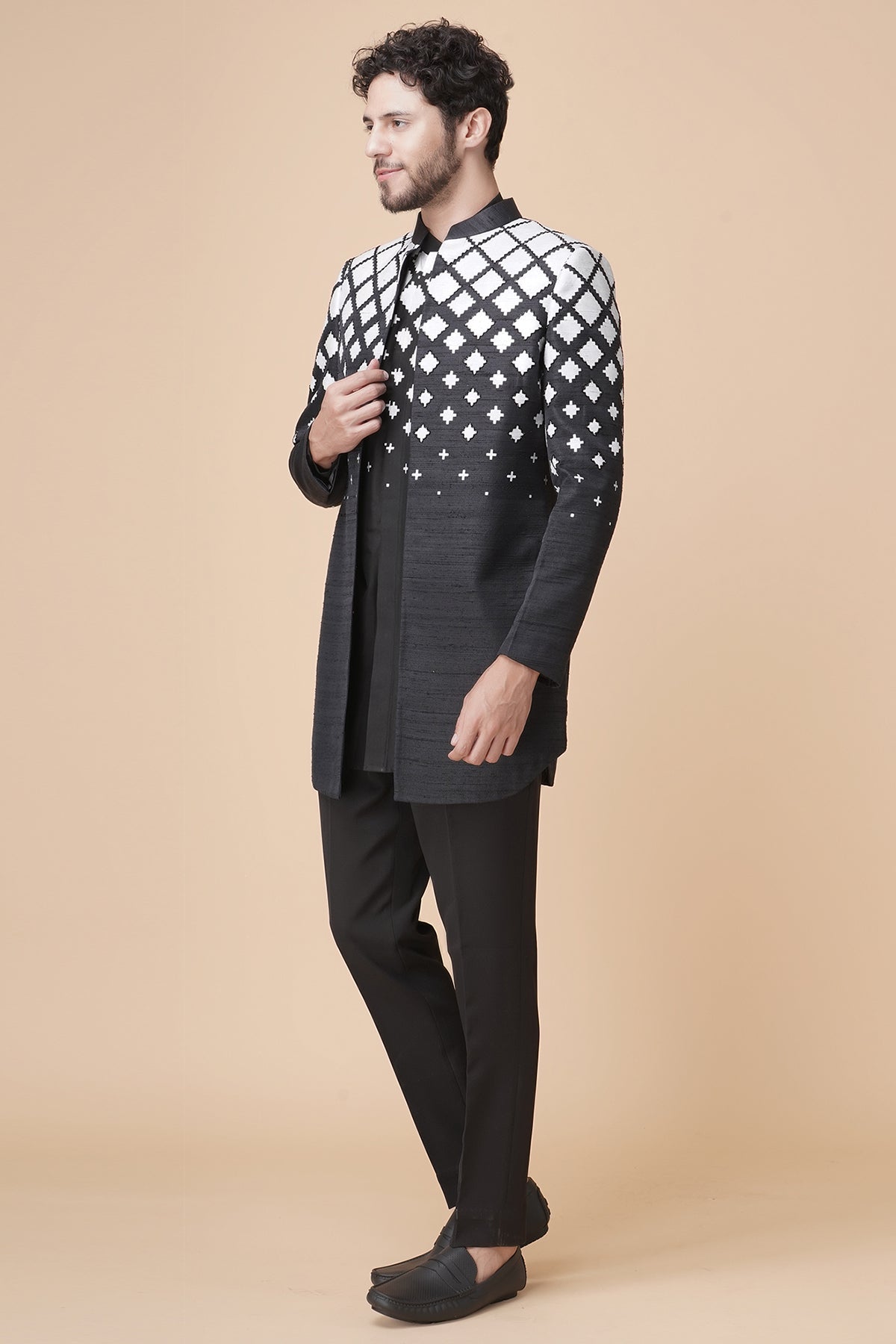 Buy Black Cutdana Work Jacket Set by Manish Nagdeo for Men online at ScrollnShops